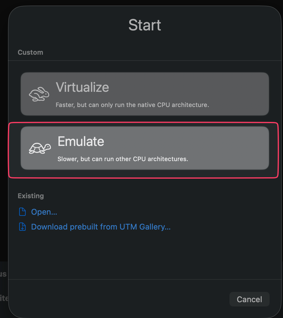 UTM Emulation Warning